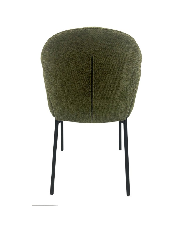 Sillón GIORGIO, metal, tapizado chenilla verde bosque