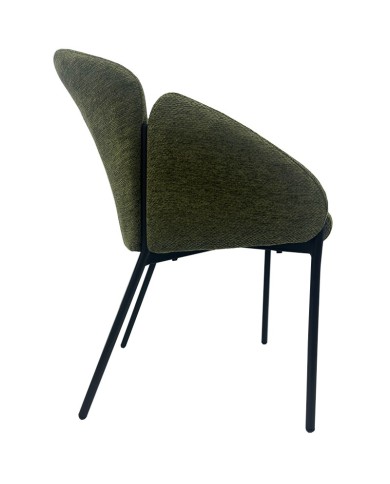 Sillón GIORGIO, metal, tapizado chenilla verde bosque