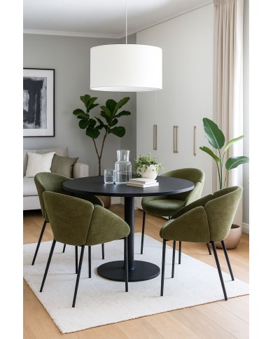 Sillón GIORGIO, metal, tapizado chenilla verde bosque