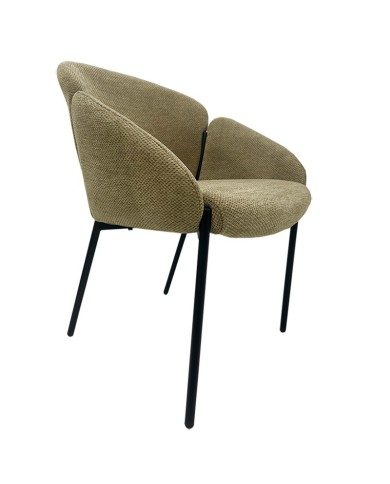 Sillón GIORGIO, metal, tapizado chenilla marrón visón