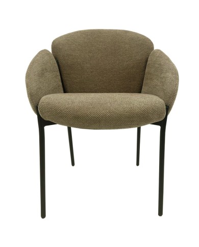 Sillón GIORGIO, metal, tapizado chenilla marrón visón