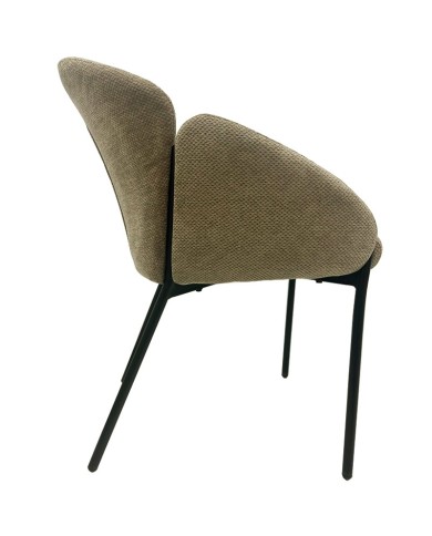 Sillón GIORGIO, metal, tapizado chenilla marrón visón