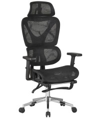 Sillón de oficina LORRIS, alto, ergonómico, malla negra