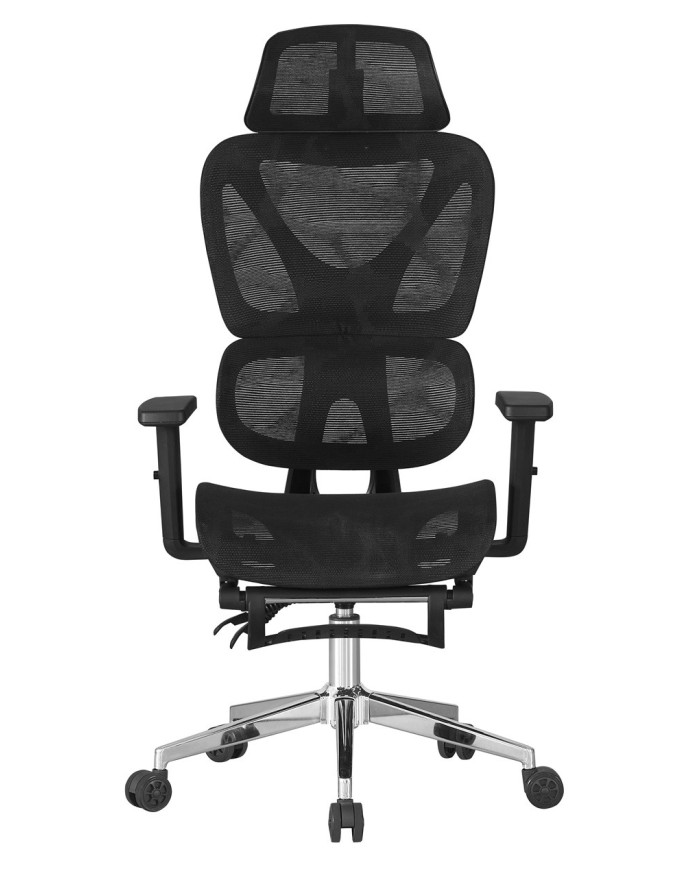 Sillón de oficina LORRIS, alto, ergonómico, malla negra