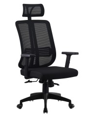 Sillón de oficina VITRÉ, alto, negro, malla y asiento negro