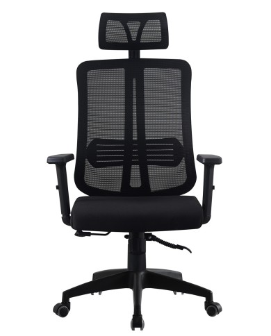 Sillón de oficina VITRÉ, alto, negro, malla y asiento negro