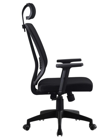 Sillón de oficina VITRÉ, alto, negro, malla y asiento negro