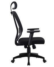 Sillón de oficina VITRÉ, alto, negro, malla y asiento negro