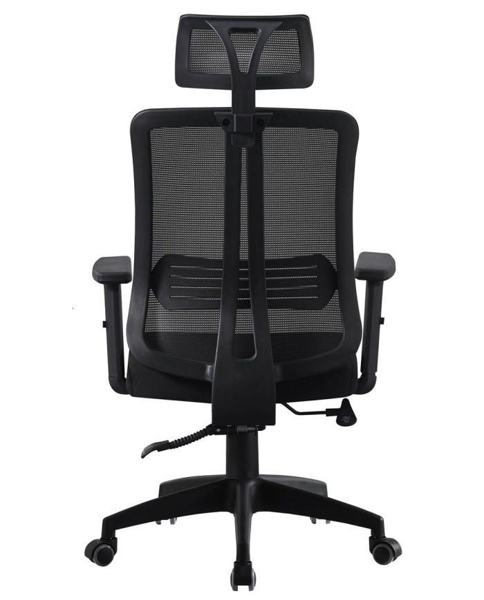 Sillón de oficina VITRÉ, alto, negro, malla y asiento negro