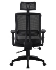 Sillón de oficina VITRÉ, alto, negro, malla y asiento negro