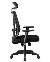 Sillón de oficina CLISSON, alto, negro, malla y asiento negro