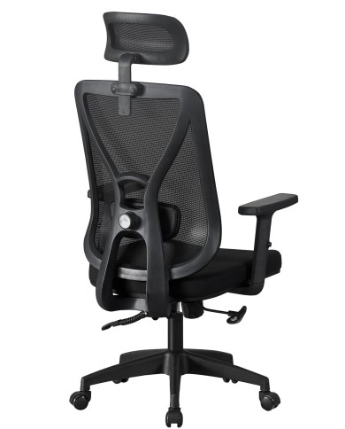 Sillón de oficina CLISSON, alto, negro, malla y asiento negro