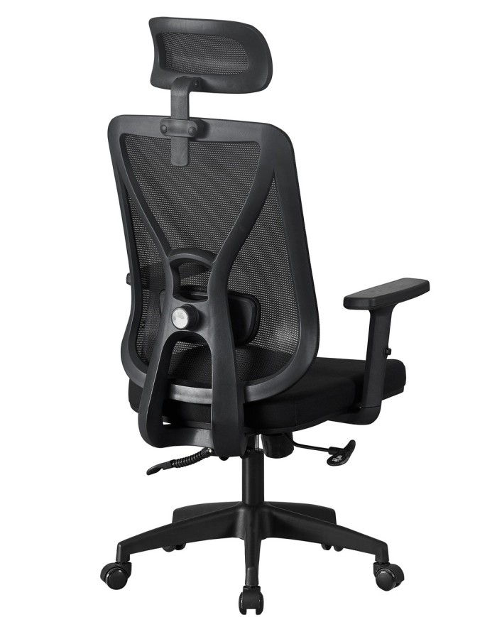 Sillón de oficina CLISSON, alto, negro, malla y asiento negro