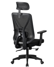 Sillón de oficina CLISSON, alto, negro, malla y asiento negro