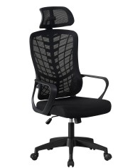 Sillón de oficina MELLAC, alto, negro, malla y asiento negro