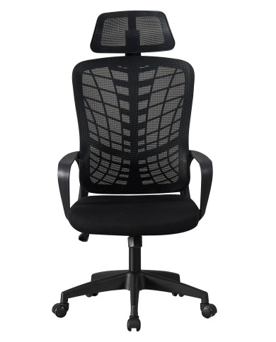 Sillón de oficina MELLAC, alto, negro, malla y asiento negro
