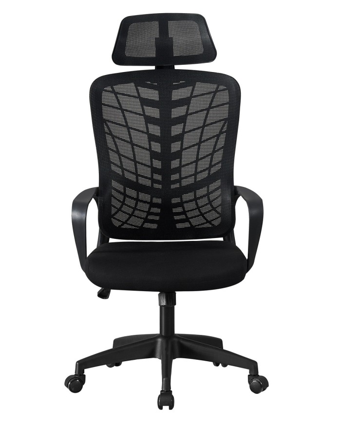 Sillón de oficina MELLAC, alto, negro, malla y asiento negro