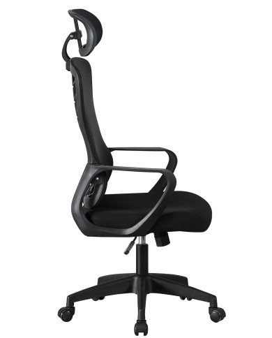 Sillón de oficina MELLAC, alto, negro, malla y asiento negro