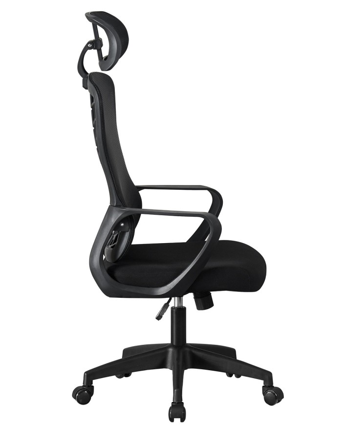 Sillón de oficina MELLAC, alto, negro, malla y asiento negro