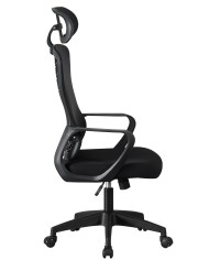 Sillón de oficina MELLAC, alto, negro, malla y asiento negro