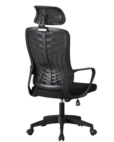 Sillón de oficina MELLAC, alto, negro, malla y asiento negro