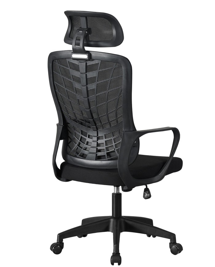 Sillón de oficina MELLAC, alto, negro, malla y asiento negro