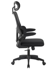 Sillón de oficina BERNAY, alto, negro, malla y asiento negro