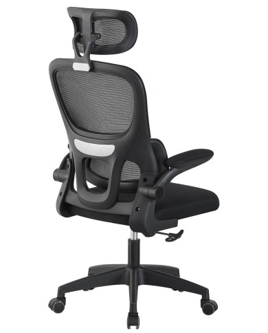 Sillón de oficina BERNAY, alto, negro, malla y asiento negro