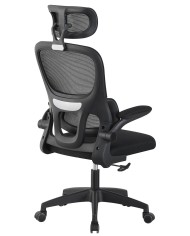 Sillón de oficina BERNAY, alto, negro, malla y asiento negro