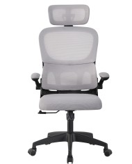 Sillón de oficina BERNAY, alto, negro, malla y asiento gris