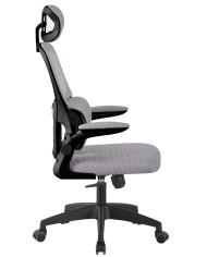 Sillón de oficina BERNAY, alto, negro, malla y asiento gris