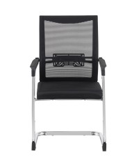 Sillón de oficina FLERS, fijo de patín, cromado, malla negra