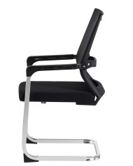 Sillón de oficina FLERS, fijo de patín, cromado, malla negra