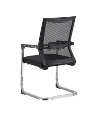 Sillón de oficina FLERS, fijo de patín, cromado, malla negra