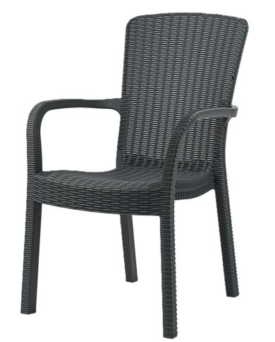 Sillón ARUBA, apilable, polipropileno marrón chocolate