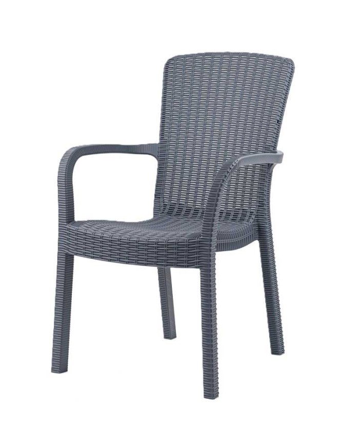 Sillón ARUBA, apilable, polipropileno gris