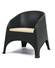 Sillón SURF, apilable, polipropileno marrón chocolate, cojín beige