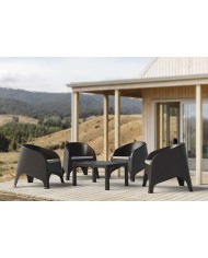 Sillón SURF, apilable, polipropileno marrón chocolate, cojín beige