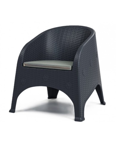 Sillón SURF, apilable, polipropileno antracita, cojín gris