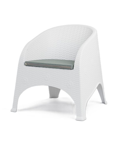 Sillón SURF, apilable, polipropileno blanco, cojín gris