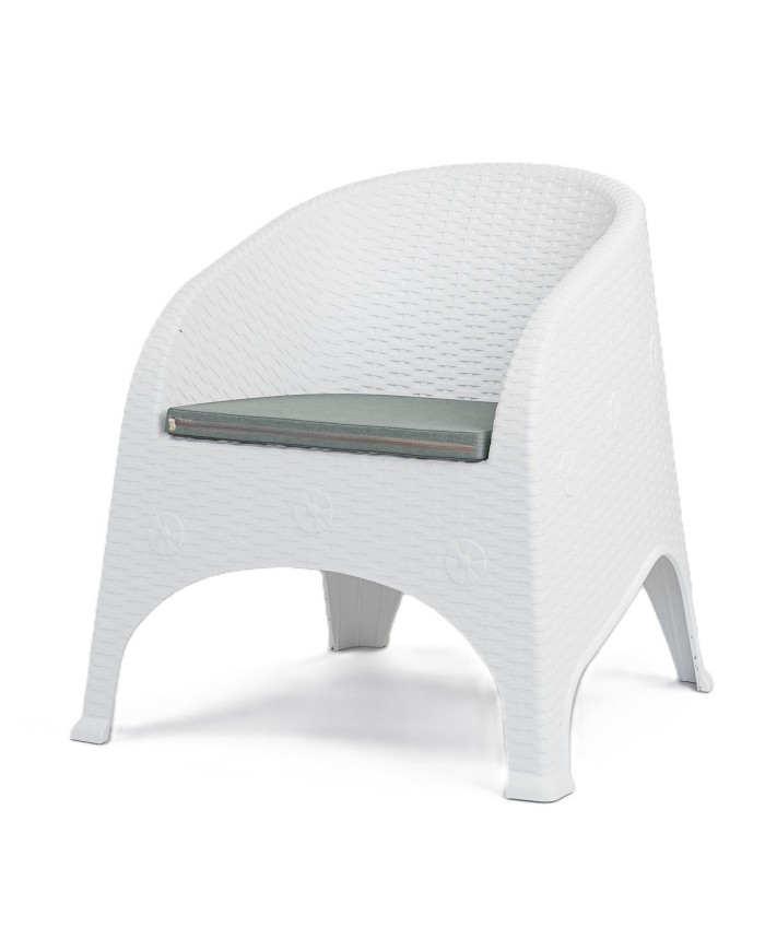 Sillón SURF, apilable, polipropileno blanco, cojín gris