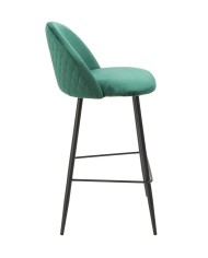 Taburete MAGDA NEW, metal, tapizado velvet verde