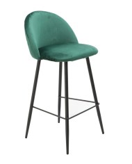 Taburete MAGDA NEW, metal, tapizado velvet verde