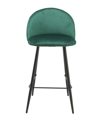 Taburete MAGDA NEW, metal, tapizado velvet verde