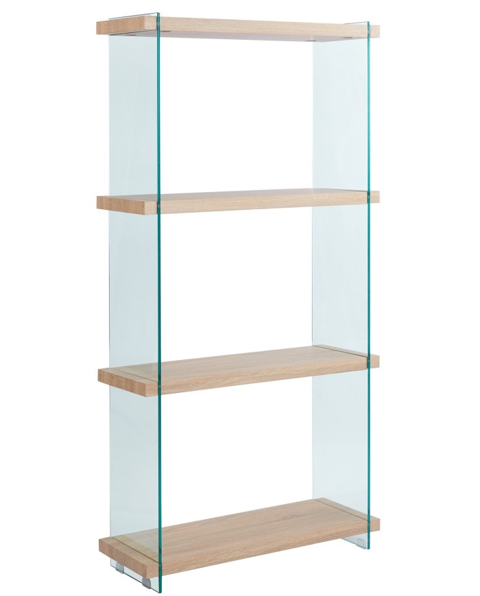 Estantería OSIRIS NEW, madera, cristal templado, 84x30x165 cms