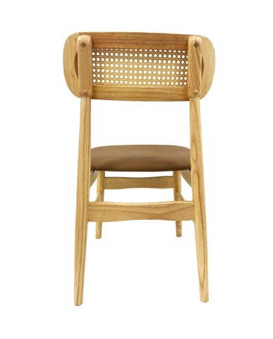 Silla CÁUCASO, madera, rejilla, similpiel marrón