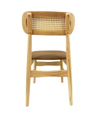 Silla CÁUCASO, madera, rejilla, similpiel marrón