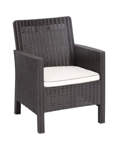 Sillón ADRIATICO, polipropileno marrón chocolate, cojín beige