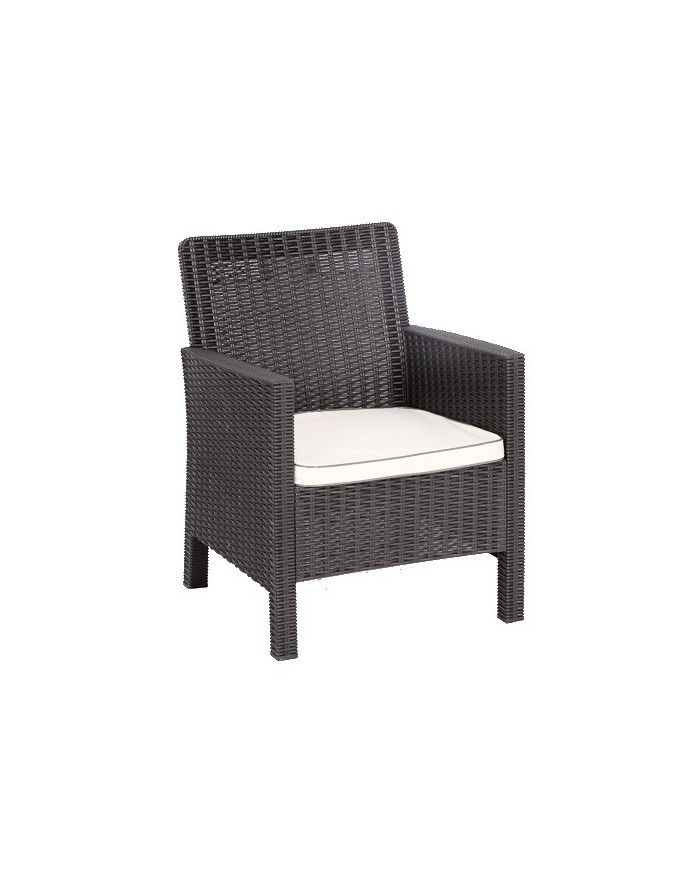 Sillón ADRIATICO, polipropileno marrón chocolate, cojín beige