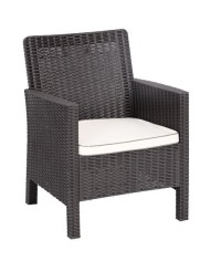 Sillón ADRIATICO, polipropileno marrón chocolate, cojín beige